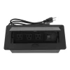 Nexa black pop-up multifunction socket open with ports visible Nexa flip-up socket in matte black finish for desks Side view of Nexa black desktop socket with cable ports Nexa pop-up power hub installed in modern office table Nexa multifunction desktop socket with HDMI, VGA, USB Closed Nexa black pop-up socket blending with desk surface