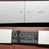 Nexa silver slide cover socket top view Nexa multifunction socket with USB, HDMI, Type-C ports Pop-up Nexa power hub for conference table Nexa slide cover socket in closed position Sleek silver office power socket with internet port Nexa aluminum desk socket installed in modern workspace
