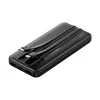Vention FHOB0 power bank front view with built-in cables Vention 10000mAh power bank with LED display screen Side view of Vention FHOB0 fast charger black edition FHOB0 charging multiple devices with USB and built-in cables Close-up of Vention power bank output ports Vention power bank packaging box with included USB cable