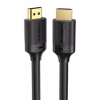 Vention 10M 8K HDMI 2.1 cable coiled view with gold-plated connectors HDMI AANBL cable plugged into 8K UHD TV Close-up of Vention HDMI 2.1 cable triple shielding and connectors Vention 8K HDMI cable transmitting video to projector Backside ports with Vention HDMI cable connected to soundbar and gaming console Vention AANBL packaging with HDMI cable layout shown
