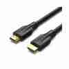 Vention AANBG 8K HDMI cable black coiled view HDMI male to male connectors gold-plated close-up Vention HDMI cable connected to 8K TV and console Side view of 8K HDMI cable in AV setup Vention HDMI cable showcasing Dynamic HDR and 3D support Vention AANBG packaging with cable layout