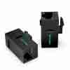 Vention Cat6 inline coupler black front view Vention RJ45 keystone jack coupler for Ethernet extension Side view of Vention CAT6 inline coupler showing ports Two Ethernet cables joined using Vention keystone coupler Vention CAT6 coupler installed in keystone wall plate Vention IPGB0 Ethernet coupler with gold-plated pins