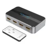Vention TFHHB USB-C docking station front view with all ports Vention 10-in-1 multiport hub connected to laptop Close-up of USB-C, HDMI, RJ45, and SD card slots on Vention hub Vention TFHHB mirrored black USB-C hub with short cable USB-C docking station transferring video to TV via HDMI Compact Vention TFHHB dock inside a travel pouch