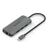 Vention VEN-CHNBB USB 3.0 hub with Ethernet port front view Vention 3-port USB hub with RJ45 connected to laptop Close-up of USB 3.0 ports and Gigabit Ethernet jack VEN-CHNBB hub in compact form on a workspace USB devices and LAN cable connected to Vention hub Vention USB 3.0 hub for data and internet transfer