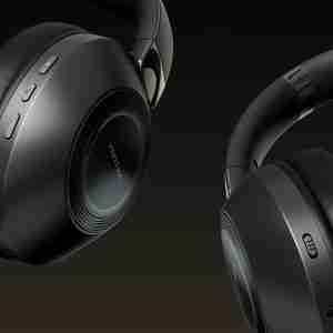 Vention SoundMate NBBB0 wireless headphones front view Side angle of Vention on-ear Bluetooth headphones Vention SoundMate NBBB0 with soft ear cushions Built-in control buttons on Vention wireless headphones Vention headphones charging via USB cable Lifestyle image of Vention headphones in use with mobile device