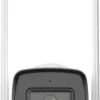 Hikvision DS-2CD1043G2-LIDUF/4G/SL 4MP bullet camera front view Fixed lens 4G IP camera with IR and white light Hikvision LTE camera with flashing light and mic Remote surveillance camera with Smart Hybrid Light DS-2CD1043G2-LIDUF/4G/SL outdoor 4G CCTV unit Hikvision bullet IP camera for off-grid security monitoring