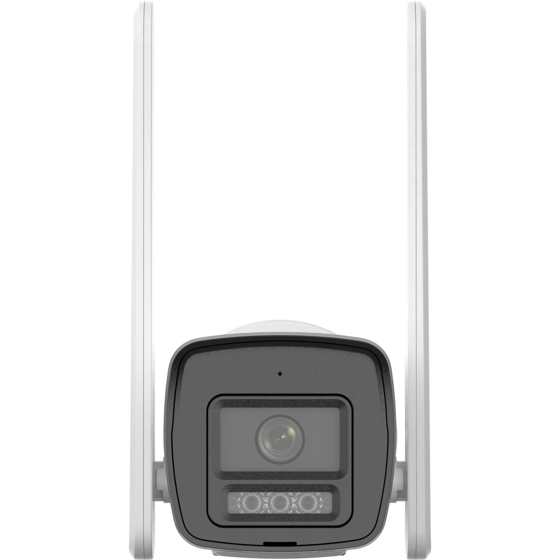 Hikvision DS-2CD1043G2-LIDUF/4G/SL 4MP bullet camera front view Fixed lens 4G IP camera with IR and white light Hikvision LTE camera with flashing light and mic Remote surveillance camera with Smart Hybrid Light DS-2CD1043G2-LIDUF/4G/SL outdoor 4G CCTV unit Hikvision bullet IP camera for off-grid security monitoring