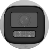Hikvision DS-2CD1643G2-LIZ(S)U 4MP bullet camera front view Dual light bullet IP camera with varifocal lens Hikvision outdoor smart detection camera with built-in mic IR and white light varifocal camera by Hikvision Hikvision DS-2CD1643G2-LIZSU camera side profile Weatherproof IP camera with motorized zoom and smart features