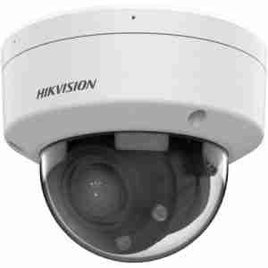 Hikvision DS-2CD1743G2-LIZ(S)U dual-light dome camera front view 4MP varifocal IP camera with built-in microphone Hikvision dome camera with motorized 2.8–12mm lens Outdoor-ready dome camera with IR and white light Hikvision smart motion detection camera with PoE DS-2CD1743G2-LIZ(S)U with IP67 and IK08 protection rating