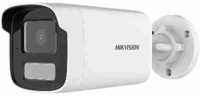 Hikvision DS-2CD1T83G2-LIUF/SL 8MP bullet camera front view 4mm bullet security camera with flashing light Hikvision IP camera with IR and white light night vision Built-in mic and speaker Hikvision deterrent camera Fixed lens hybrid-light bullet camera side view Hikvision smart 8MP camera with two-way audio and IP67 rating