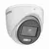 Hikvision DS-2CE70KF0T-LPFS indoor 3K ColorVu turret camera Smart hybrid light turret camera with built-in mic Hikvision indoor CCTV with white and IR light ColorVu turret camera with 2.8mm lens front view Hikvision TVI/AHD/CVI/CVBS switchable indoor camera Hikvision DS-2CE70KF0T-LPFS side angle for ceiling mount