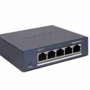 Hikvision DS-3E0505-O 5-Port Gigabit Switch Compact Hikvision Gigabit Network Switch Metal Shell Desktop Network Switch Fanless Silent Gigabit Switch 10Gbps 5-Port Switch by Hikvision Hikvision Energy-Efficient Network Switch