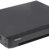 Front view of Hikvision DS-7208HQHI-M1/FA 8-channel DVR Rear panel showing HDMI, VGA, BNC, and USB ports on Hikvision DVR Compact 1U Hikvision DVR for AI-powered surveillance Hikvision AcuSense DVR with facial recognition and perimeter protection DVR interface showing smart search and human/vehicle filtering Hybrid DVR supporting HD analog and IP camera inputs