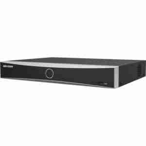 Front view of Hikvision DS-7608NXI-K1/8P 8-channel PoE NVR Hikvision AcuSense 4K NVR for IP surveillance systems Back panel ports on Hikvision DS-7608NXI-K1/8P NVR Compact 1U NVR with 8 PoE ports and HDMI/VGA output Smart facial recognition and perimeter protection NVR Hikvision 8-channel 4K NVR with AI motion detection