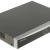 Front view of Hikvision DS-7608NXI-K1/8P 8-channel PoE NVR Hikvision AcuSense 4K NVR for IP surveillance systems Back panel ports on Hikvision DS-7608NXI-K1/8P NVR Compact 1U NVR with 8 PoE ports and HDMI/VGA output Smart facial recognition and perimeter protection NVR Hikvision 8-channel 4K NVR with AI motion detection