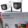 Hikvision NKS422W03H WiFi Surveillance Kit front view 2MP PT Dome and Bullet Cameras from Hikvision NKS422W03H Hikvision wireless 2MP NVS Kit for home and office IR and white light night vision CCTV by Hikvision Hikvision WiFi CCTV Kit installation package Full HD Hikvision security camera kit with 4CH NVR