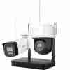 Hikvision NKS424W03H 4MP WiFi CCTV Kit front view PT Dome and Bullet camera combo in Hikvision NKS424W03H Hikvision wireless CCTV kit for home and business Night vision demo of NKS424W03H security cameras H.265 4MP Hikvision NVS Kit installation Hikvision NKS424W03H smart surveillance kit package