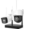 Hikvision NKS424W03H 4MP WiFi CCTV Kit front view PT Dome and Bullet camera combo in Hikvision NKS424W03H Hikvision wireless CCTV kit for home and business Night vision demo of NKS424W03H security cameras H.265 4MP Hikvision NVS Kit installation Hikvision NKS424W03H smart surveillance kit package