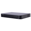 Front panel of Hikvision iDS-7208HQHI-M1/XT AcuSense DVR Back view showing BNC and HDMI ports on iDS-7208HQHI-M1/XT DVR Hikvision 8-channel DVR with deep learning-based analytics Face recognition configuration screen on Hikvision DVR Motion detection alert display from AcuSense DVR Hybrid DVR setup with HD analog and IP cameras