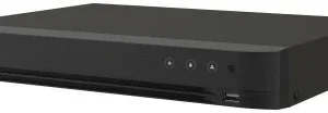 Front panel of Hikvision iDS-7208HQHI-M1/XT AcuSense DVR Back view showing BNC and HDMI ports on iDS-7208HQHI-M1/XT DVR Hikvision 8-channel DVR with deep learning-based analytics Face recognition configuration screen on Hikvision DVR Motion detection alert display from AcuSense DVR Hybrid DVR setup with HD analog and IP cameras
