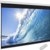 Auto Electric Projector Screen 243x243 cm Fully Extended View Motorized Projector Screen 96x96 Inches Front View Electric Projector Screen with Wall or Ceiling Mounting Options Auto Electric Projector Screen for Home Cinema Setup Silent Motorized Projector Screen Operation Close-up Auto Electric Projector Screen High-Gain Surface Material