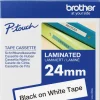 Brother TZe 24mm x 8m Black on White Laminated Tape Front View Brother TZe 24mm Label Tape for P-Touch Printers Brother Black on White Industrial Strength Laminated Tape Brother TZe 24mm Durable Laminated Label Tape Packaging Brother TZe Water and Chemical Resistant Label Tape Brother TZe Laminated Tape Roll for Industrial and Home Labeling