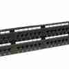 Giganet 48-port Cat6A UTP patch panel front view High-density 19-inch rack mount patch panel CAT6A Ethernet patch panel for structured cabling Giganet patch panel with 48 RJ45 ports Industrial-grade 48-port network patch panel Cat6A unshielded UTP patch panel rack-mounted