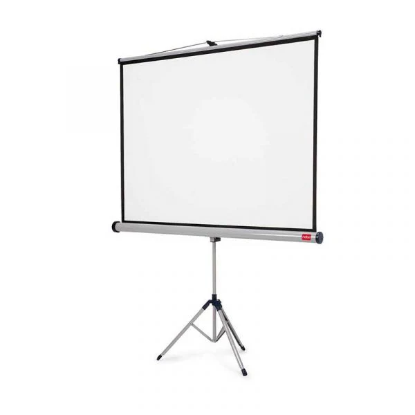 Wall Mount Projector Screen 127 x 127 cm Front View Compact 50x50 Inch Wall Mounted Projector Screen Matte White Fabric Projector Screen for Clear Display Wall Mounted Projector Screen Easy Installation Kit Durable Construction of Wall Mount 127x127 cm Screen Projector Screen Installed on Wall – 50x50 Inches Size