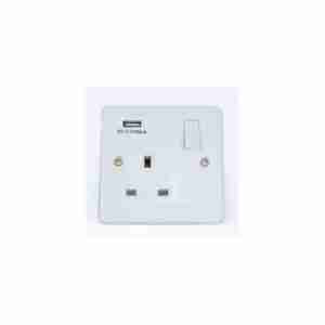 Powermax 13A 1gang Socket Metallic