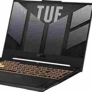 ASUS TUF Gaming F15 FX507VI front view showcasing 15.6" FHD 144Hz display Side profile highlighting USB and HDMI ports Backlit Chiclet Keyboard with Aura Sync lighting Mecha Gray chassis with TUF logo Cooling vents and rear design of ASUS TUF Gaming F15 Close-up of NVIDIA GeForce RTX 4070 GPU branding
