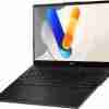 Front view of ASUS Vivobook Pro 15 OLED Q543 Ultra 9 185H 24GB 2TB RTX 3050 Laptop Side profile showcasing ports on ASUS Vivobook Pro 15 OLED Q543 Top-down view of keyboard and touchpad on ASUS Vivobook Pro 15 OLED Q543 Close-up of 5.0M Camera with privacy shutter on ASUS Vivobook Pro 15 OLED Q543 Earl Gray finish top lid with ASUS logo ASUS Vivobook Pro 15 OLED Q543 setup on a modern workspace