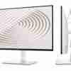 Front view of Dell S2425H 23.8" FHD Monitor in Ash White. Side profile showcasing the slim design of the Dell S2425H monitor. Rear view highlighting the textured back of the Dell S2425H monitor. Close-up of the integrated 5W speakers on the Dell S2425H monitor. Dell S2425H monitor displaying vibrant visuals on its IPS panel. Dell S2425H monitor connected to a laptop via HDMI.