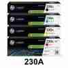 HP 230A Black Original LaserJet Toner Cartridge Front View HP 230A Toner Cartridge Packaging HP W2300A Toner Cartridge Side Angle HP 230A Installed in Color LaserJet Pro Printer Close-up of HP 230A Toner Cartridge Label HP 230A Toner Cartridge with Recycling Guide