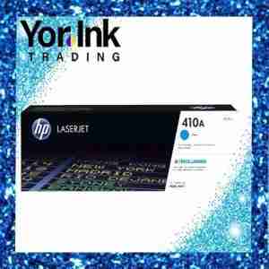 HP 410A Cyan Original LaserJet Toner Cartridge Front View HP 410A Toner Cartridge Packaging HP CF411A Toner Cartridge Side Angle HP 410A Installed in Color LaserJet Pro Printer Close-up of HP 410A Toner Cartridge Label HP 410A Toner Cartridge with Recycling Guide