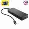 HP 7-in-1 Universal USB-C Multiport Hub – Black, front view Side profile of HP 50H98AA showing port arrangement HP USB-C Multiport Hub connected to a laptop Close-up of HP 50H98AA's USB-C pass-through port HP 7-in-1 Hub packaging and contents HP Multiport Hub in use with dual monitors and peripherals