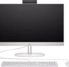 Front view of HP All-in-One 24-cr1006nh PC with 23.8" FHD touchscreen display Side profile showcasing slim design and port accessibility Rear view displaying connectivity ports and stand Close-up of HP True Vision 720p HD privacy camera HP 125 White Wired Keyboard and Mouse Combo included Shell White finish of HP All-in-One 24-cr1006nh PC
