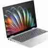 HP Envy x360 14-es1013dx front view with touchscreen active Natural Silver chassis with keyboard backlight USB Type-C and HDMI port profile view Laptop in tent mode highlighting its 2-in-1 functionality HP True Vision 5MP camera with privacy shutter Poly Studio audio grill integrated above the keyboard
