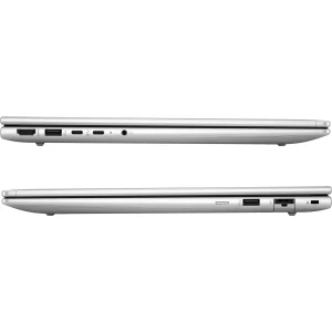 HP ProBook 460 G11 top view with 16-inch WUXGA screen HP 9Y7S3ET left-side ports including USB-C and HDMI Close-up of backlit keyboard and numeric keypad Right-side view showing USB-A and RJ-45 ports Silver chassis with HP logo and fingerprint reader Poly Studio logo indicating premium audio components