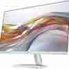 HP Series 5 524sw 23.8" FHD Monitor front view in white finish Side profile showing ultra-slim bezel design of HP 524sw Rear view of HP Series 5 monitor with ports and tilt stand HP monitor displaying vibrant IPS visuals on a minimalist desk Close-up of HP Eye Ease certification badge on screen Box contents including HP 524sw monitor, HDMI cable, and power adapter
