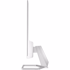 HP Series 5 524sw 23.8" FHD Monitor front view in white finish Side profile showing ultra-slim bezel design of HP 524sw Rear view of HP Series 5 monitor with ports and tilt stand HP monitor displaying vibrant IPS visuals on a minimalist desk Close-up of HP Eye Ease certification badge on screen Box contents including HP 524sw monitor, HDMI cable, and power adapter