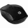 Top view of HP Wireless Mouse 200 in black Side profile showcasing ergonomic design of HP Mouse 200 HP Wireless Mouse 200 with USB receiver Close-up of HP Mouse 200's scroll wheel and buttons HP Mouse 200 alongside its packaging HP Wireless Mouse 200 in use with a laptop on a