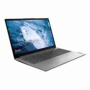 Front view of Lenovo IdeaPad 1 15IJL7 in Cloud Grey. Side profile showcasing the slim design of the Lenovo IdeaPad 1 15IJL7. Top-down view highlighting the keyboard and touchpad of the Lenovo IdeaPad 1 15IJL7. Rear view displaying the hinge and branding of the Lenovo IdeaPad 1 15IJL7. Close-up of the 15.6" FHD display on the Lenovo IdeaPad 1 15IJL7. Lenovo IdeaPad 1 15IJL7 connected to peripherals via USB and HDMI ports.