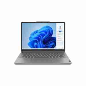 Front view of Lenovo IdeaPad 5 2-in-1 14IRH9 in Luna Grey. Side profile showcasing the slim design of the Lenovo IdeaPad 5 2-in-1 14IRH9. Top-down view highlighting the keyboard and touchpad of the Lenovo IdeaPad 5 2-in-1 14IRH9. Rear view displaying the hinge and branding of the Lenovo IdeaPad 5 2-in-1 14IRH9. Close-up of the 14" WUXGA touchscreen on the Lenovo IdeaPad 5 2-in-1 14IRH9. Lenovo IdeaPad 5 2-in-1 14IRH9 in tent mode showcasing its convertible design.