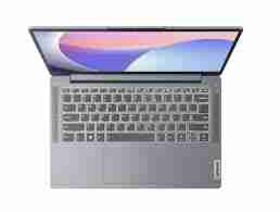 Front view of Lenovo IdeaPad Slim 3 14IRH8 in Arctic Grey. Side profile showcasing the slim design of the Lenovo IdeaPad Slim 3 14IRH8. Top-down view highlighting the keyboard and touchpad of the Lenovo IdeaPad Slim 3 14IRH8. Rear view displaying the hinge and branding of the Lenovo IdeaPad Slim 3 14IRH8. Close-up of the 14" FHD display on the Lenovo IdeaPad Slim 3 14IRH8. Lenovo IdeaPad Slim 3 14IRH8 connected to peripherals via USB and HDMI ports.