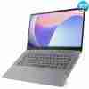 Front view of Lenovo IdeaPad Slim 3 14IRH8 in Arctic Grey. Side profile showcasing the slim design of the Lenovo IdeaPad Slim 3 14IRH8. Top-down view highlighting the keyboard and touchpad of the Lenovo IdeaPad Slim 3 14IRH8. Rear view displaying the hinge and branding of the Lenovo IdeaPad Slim 3 14IRH8. Close-up of the 14" FHD display on the Lenovo IdeaPad Slim 3 14IRH8. Lenovo IdeaPad Slim 3 14IRH8 connected to peripherals via USB and HDMI ports.