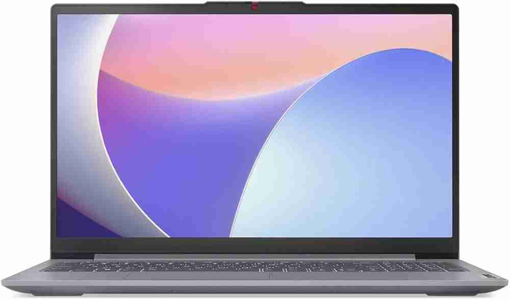Front view of Lenovo IdeaPad Slim 3 15IRH8 in Arctic Grey. Side profile showcasing the slim design of the Lenovo IdeaPad Slim 3 15IRH8. Top-down view highlighting the keyboard and touchpad of the Lenovo IdeaPad Slim 3 15IRH8. Rear view displaying the hinge and branding of the Lenovo IdeaPad Slim 3 15IRH8. Close-up of the 15.6" FHD display on the Lenovo IdeaPad Slim 3 15IRH8. Lenovo IdeaPad Slim 3 15IRH8 connected to peripherals via USB and HDMI ports.