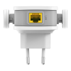 D-Link DAP-1610 Range Extender front view Compact AC1200 Wi-Fi extender plugged into wall Rear view showing Gigabit Ethernet port Wi-Fi coverage comparison with extender DAP-1610 LED signal indicator display Product packaging for D-Link DAP-1610