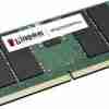 Kingston DDR5 32GB RAM module close-up KVR56S46BD8-32 memory label detail Side profile of Kingston SODIMM RAM Kingston DDR5 module in retail packaging Installed view of 32GB Kingston RAM in a laptop Angled top-down shot of Kingston DDR5 5600 RAM