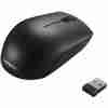 Top view of Lenovo 150 Wireless Mouse in black color. Side profile showcasing the ergonomic design of the Lenovo 150 Wireless Mouse. Bottom view highlighting the optical sensor and battery compartment. Lenovo 150 Wireless Mouse connected via USB-A nano receiver. Packaging contents including mouse, USB receiver, and AA battery. Lenovo 150 Wireless Mouse in use with a laptop setup
