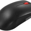 Top view of Lenovo 150 Wireless Mouse in black color. Side profile showcasing the ergonomic design of the Lenovo 150 Wireless Mouse. Bottom view highlighting the optical sensor and battery compartment. Lenovo 150 Wireless Mouse connected via USB-A nano receiver. Packaging contents including mouse, USB receiver, and AA battery. Lenovo 150 Wireless Mouse in use with a laptop setup